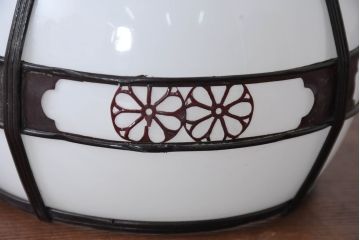 和製アンティーク　お花のセルロイド装飾が素敵!お部屋のアクセントになる電笠(ペンダントライト、吊り下げ照明、天井照明、シェード)(R-083933)