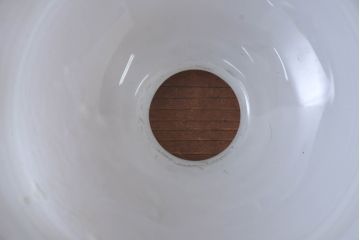 和製アンティーク　波打つ青縁のフリルが爽やかな印象を与えるペンダントライト(吊り下げ照明、天井照明、シェード、電笠)(R-083934)