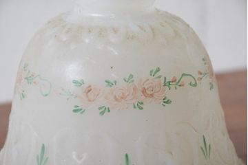 フランスアンティーク　柔らかな光に浮かぶ薔薇が優雅な時間を彩るペンダントライト(天井照明、吊り下げ照明、シェード、電笠)(R-083938)