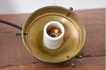 和製アンティーク　丸みあるフォルムで珍しいデザインのペンダントライト(天井照明、吊り下げ照明、シェード、電笠)(R-083943)