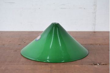 《引っ掛けシーリング式ペンダントライト加工費込み》　和製アンティーク　深みあるグリーンカラーが魅力的なランプシェード(吊り下げ照明、ペンダントライト、天井照明、電笠)(R-083949)