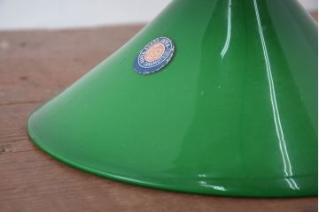 《引っ掛けシーリング式ペンダントライト加工費込み》　和製アンティーク　深みあるグリーンカラーが魅力的なランプシェード(吊り下げ照明、ペンダントライト、天井照明、電笠)(R-083949)