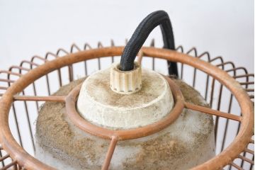 和製ビンテージ　東芝電材　涼し気なデザインが素敵な竹細工のペンダントライト(天井照明、吊り下げ照明、ヴィンテージ)(R-083951)