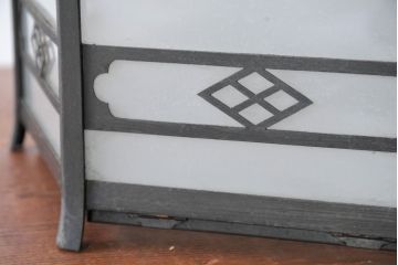 《引っ掛けシーリング式ペンダントライト加工費込み》　和製アンティーク　伝統美と存在感を放つ銅フレームの六角和風照明(天井照明、ペンダントライト、吊り下げ照明、シェード、電笠)(R-083952)
