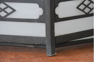《引っ掛けシーリング式ペンダントライト加工費込み》　和製アンティーク　伝統美と存在感を放つ銅フレームの六角和風照明(天井照明、ペンダントライト、吊り下げ照明、シェード、電笠)(R-083952)