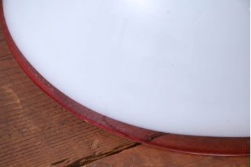 《引っ掛けシーリング式ペンダントライト加工費込み》　和製アンティーク　白×赤のアクセントがレトロで可愛らしいぺンダントライト(天井照明カバー、吊り下げ照明、シェード、電笠)(R-083959)