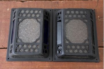 和製アンティーク　ノスタルジックな雰囲気を呼び込む色ガラス入り照明カバー2個セット(ウォールランプカバー、壁掛け照明カバー、ウォールライトカバー、照明シェード)(R-083981)