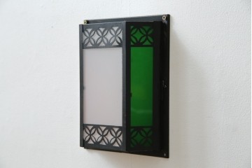 和製アンティーク　大正ロマンな雰囲気漂う色ガラス入り照明カバー　(R-083983)