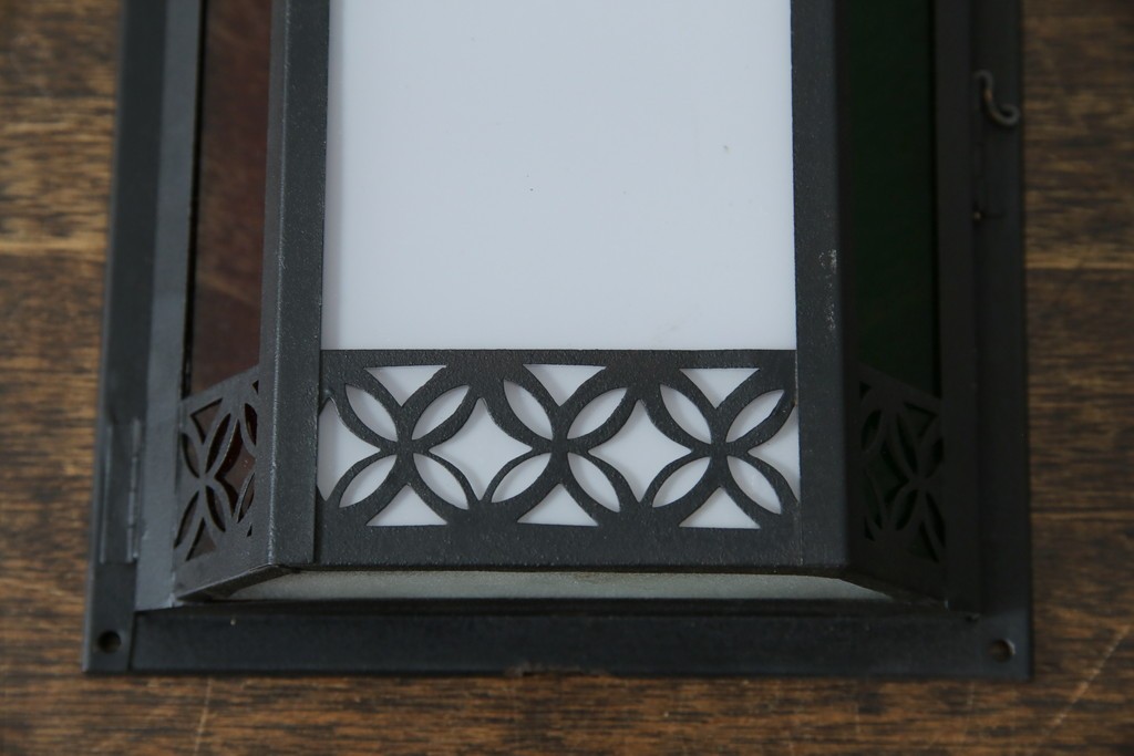 和製アンティーク　大正ロマンな雰囲気漂う色ガラス入り照明カバー　(R-083983)