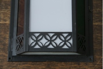 和製アンティーク　大正ロマンな雰囲気漂う色ガラス入り照明カバー　(R-083983)