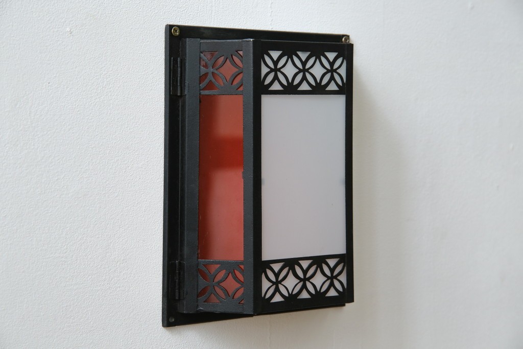 和製アンティーク　大正ロマンな雰囲気漂う色ガラス入り照明カバー　(R-083983)