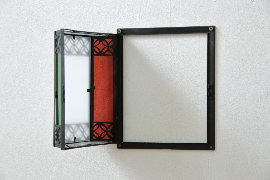 和製アンティーク　大正ロマンな雰囲気漂う色ガラス入り照明カバー　(R-083983)