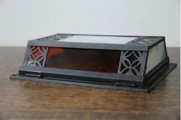 和製アンティーク　大正ロマンな雰囲気漂う色ガラス入り照明カバー　(R-083983)