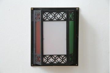 和製アンティーク　大正ロマンな雰囲気漂う色ガラス入り照明カバー　(R-083983)