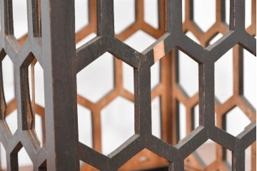 《引っ掛けシーリング式ペンダントライト加工費込み》　和製ヴィンテージ　希少な廃盤品!　松本民芸家具　和モダンな空間を演出する亀甲型笠天井照明　(R-083985)