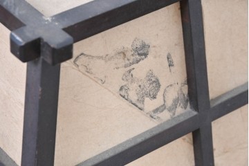 《引っ掛けシーリング式ペンダントライト加工費込み》　和製ヴィンテージ　和の雰囲気薫る格子フレーム×和紙張りのペンダントライト　(R-083988)