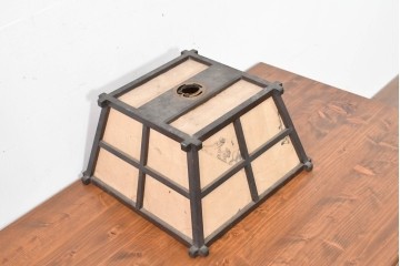 《引っ掛けシーリング式ペンダントライト加工費込み》　和製ヴィンテージ　和の雰囲気薫る格子フレーム×和紙張りのペンダントライト　(R-083988)