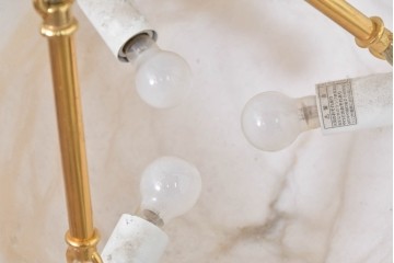 中古　業務用高級輸入品　本物の天然石(マーブルアラバスター)　シェルライン装飾のエレガントなハンギングライト　定価約30万円　(R-083992)