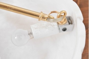 中古　業務用高級輸入品　本物の天然石(マーブルアラバスター)　シェルライン装飾のエレガントなハンギングライト　定価約30万円　(R-083993)