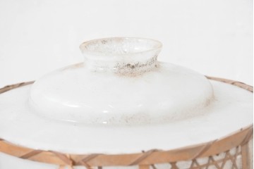 《引っ掛けシーリング式ペンダントライト加工費込み》　和製アンティーク　手仕事の魅力が光る竹細工のランプシェード　(R-083995)