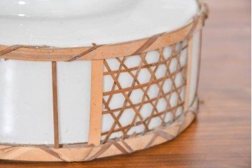 《引っ掛けシーリング式ペンダントライト加工費込み》　和製アンティーク　手仕事の魅力が光る竹細工のランプシェード　(R-083995)