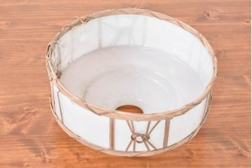 《引っ掛けシーリング式ペンダントライト加工費込み》　和製アンティーク　手仕事の魅力が光る竹細工のランプシェード　(R-083995)