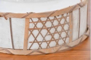 《引っ掛けシーリング式ペンダントライト加工費込み》　和製アンティーク　手仕事の魅力が光る竹細工のランプシェード　(R-083995)