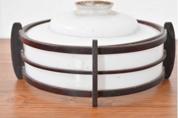 《引っ掛けシーリング式ペンダントライト加工費込み》　和製アンティーク　趣のある木製装飾のペンダントライト　(R-083996)