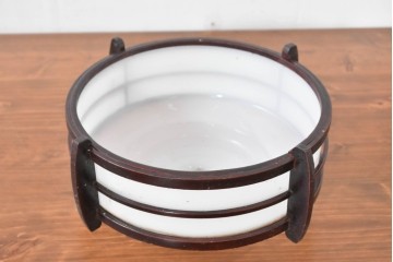 《引っ掛けシーリング式ペンダントライト加工費込み》　和製アンティーク　趣のある木製装飾のペンダントライト　(R-083996)