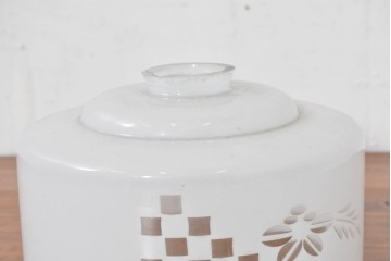 《引っ掛けシーリング式ペンダントライト加工費込み》　和製アンティーク　格子と花模様の切子細工入りペンダントライト　(R-083999)