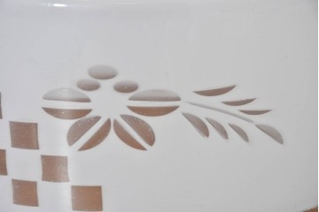 《引っ掛けシーリング式ペンダントライト加工費込み》　和製アンティーク　格子と花模様の切子細工入りペンダントライト　(R-083999)