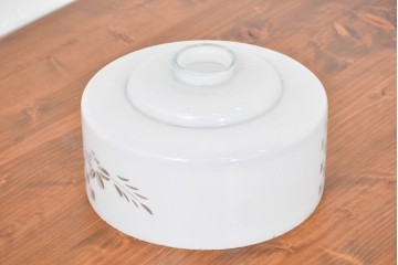 《引っ掛けシーリング式ペンダントライト加工費込み》　和製アンティーク　格子と花模様の切子細工入りペンダントライト　(R-083999)