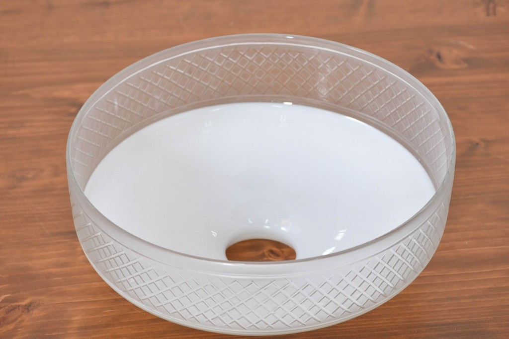 《引っ掛けシーリング式ペンダントライト加工費込み》　和製アンティーク　戦前　当時物　希少デザイン　切子の意匠が美しいペンダントライト　(R-084000)