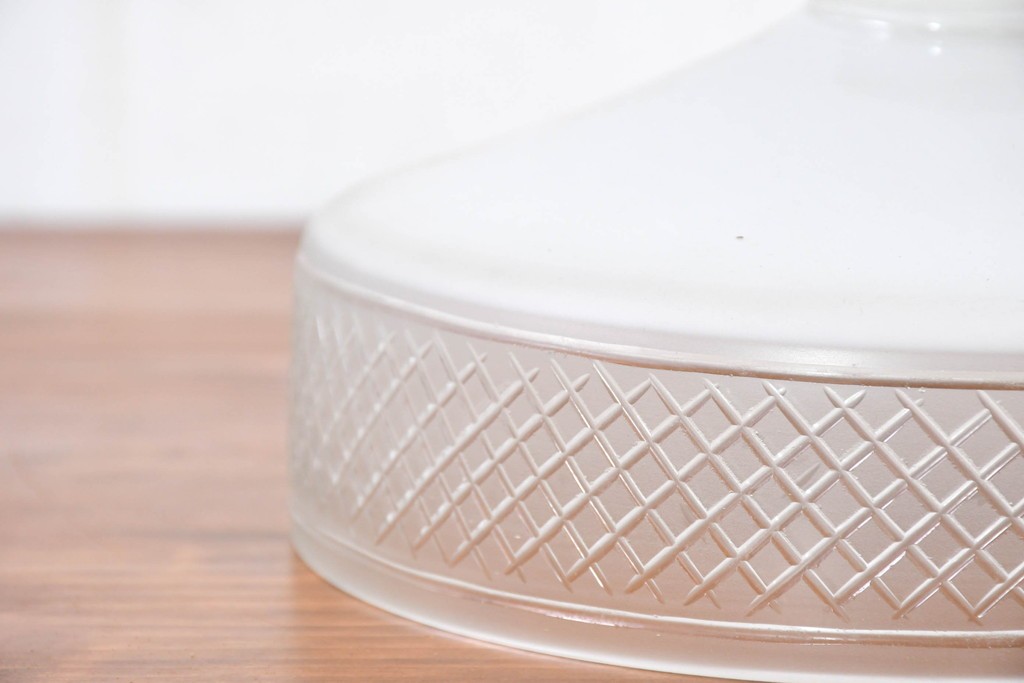 《引っ掛けシーリング式ペンダントライト加工費込み》　和製アンティーク　戦前　当時物　希少デザイン　切子の意匠が美しいペンダントライト　(R-084000)