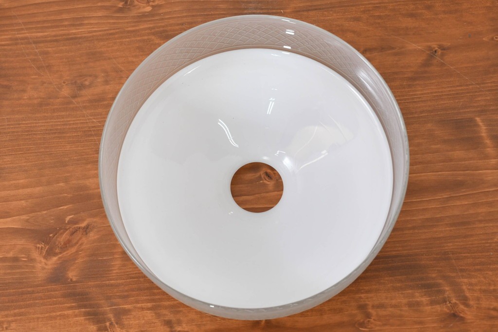 《引っ掛けシーリング式ペンダントライト加工費込み》　和製アンティーク　戦前　当時物　希少デザイン　切子の意匠が美しいペンダントライト　(R-084000)