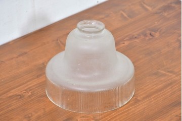 《引っ掛けシーリング式ペンダントライト加工費込み》　和製アンティーク　希少デザイン　すりガラス×リブ模様のベル型ペンダントライト　(R-084037)