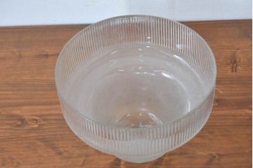 《引っ掛けシーリング式ペンダントライト加工費込み》　和製アンティーク　希少デザイン　すりガラス×リブ模様のベル型ペンダントライト　(R-084037)