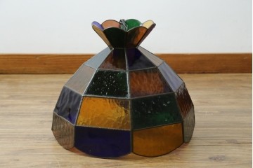 和製ヴィンテージ　可愛らしいフォルムと色使いが印象的なステンドグラスのペンダントライト　(R-084042)