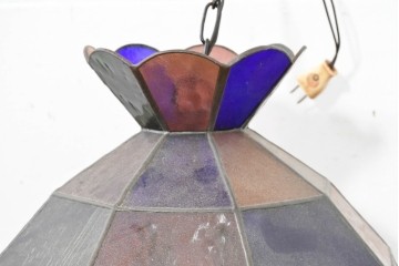 《引っ掛けシーリング式ペンダントライト加工費込み》　和製ヴィンテージ　可愛らしいフォルムと色使いが印象的なステンドグラスのペンダントライト　(R-084042)