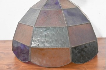 《引っ掛けシーリング式ペンダントライト加工費込み》　和製ヴィンテージ　可愛らしいフォルムと色使いが印象的なステンドグラスのペンダントライト　(R-084042)