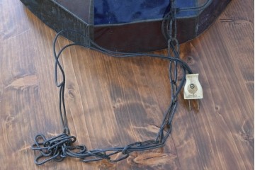 《引っ掛けシーリング式ペンダントライト加工費込み》　和製ヴィンテージ　可愛らしいフォルムと色使いが印象的なステンドグラスのペンダントライト　(R-084042)