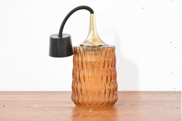 和製ヴィンテージ　KINGSTON　昭和レトロなアンバーガラスシェードのペンダントライト　(R-084044)