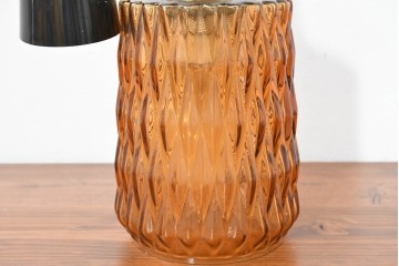 和製ヴィンテージ　KINGSTON　昭和レトロなアンバーガラスシェードのペンダントライト　(R-084044)