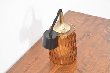 和製ヴィンテージ　KINGSTON　昭和レトロなアンバーガラスシェードのペンダントライト　(R-084044)