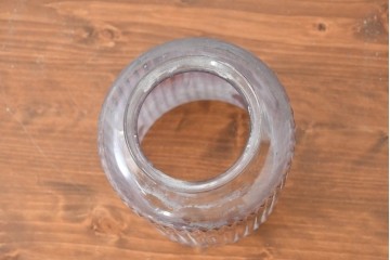 《引っ掛けシーリング式ペンダントライト加工費込み》　ヴィンテージ照明　淡い紫色のリブ模様が魅力的なペンダントライト　(R-084064)