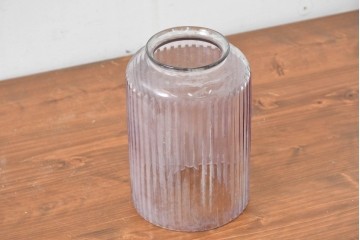 《引っ掛けシーリング式ペンダントライト加工費込み》　ヴィンテージ照明　淡い紫色のリブ模様が魅力的なペンダントライト　(R-084064)