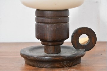 和製ヴィンテージ　木製ベースとふっくらとした丸みシェードが懐かしいレトロテーブルライト　(R-084088)