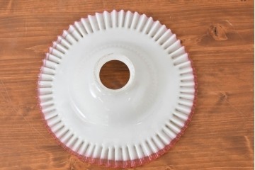 《引っ掛けシーリング式ペンダントライト加工費込み》　和製アンティーク　大正～昭和初期　当時物　フリル装飾が可憐なペンダントライト　(R-084092)