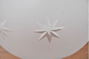 《引っ掛けシーリング式ペンダントライト加工費込み》　和製アンティーク　切子ガラスの星模様が美しい球体型ペンダントライト　(R-084100)