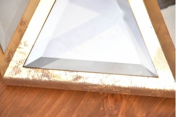 オーストリアアンティーク　希少!!　ヨーゼフ・ホフマン(Josef Hoffmann)　真鍮製　多面体フォルムが美しいミラーバックのシーリングライト　(R-084102)